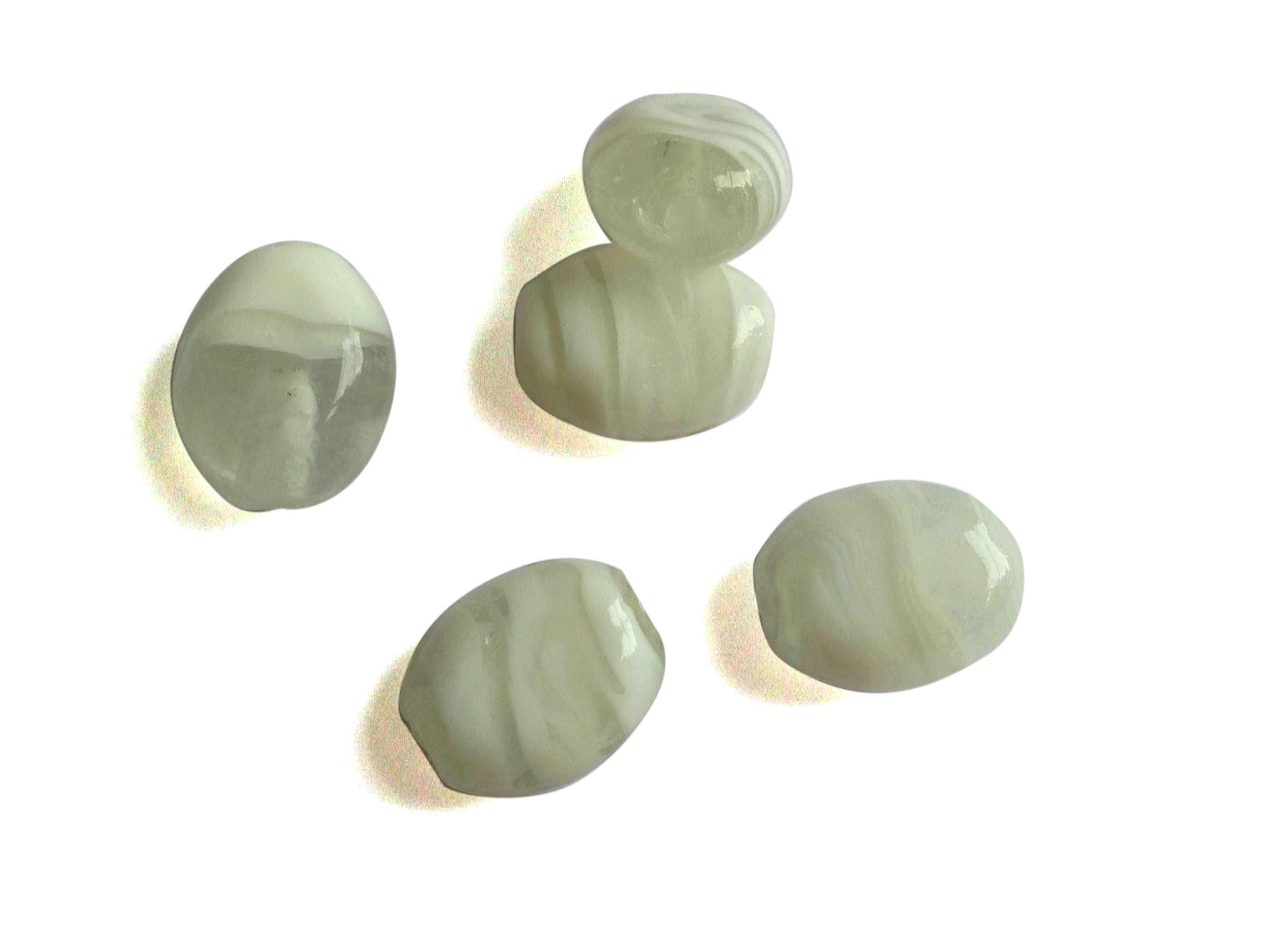 Lampwork Glass Beads 21x17x12 MM (1 Pack, 20-22 Beads) Oval Hole 1 .5 MM White For Jewellery Making [ac-bds-00123-m4]