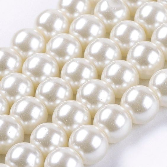Plastic Pearl Beads 14MM (1 String, 22 - 24 Pieces) White For Jewellery Making Crafts Sewing [ac-bds-00130-m1]