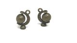 Jewelry Mini Pendant Alloy Craft Charms 18x12x9xmm Globe Antique Bronze Color (Pack of 4 pieces) [ac-charm-00001-m103]