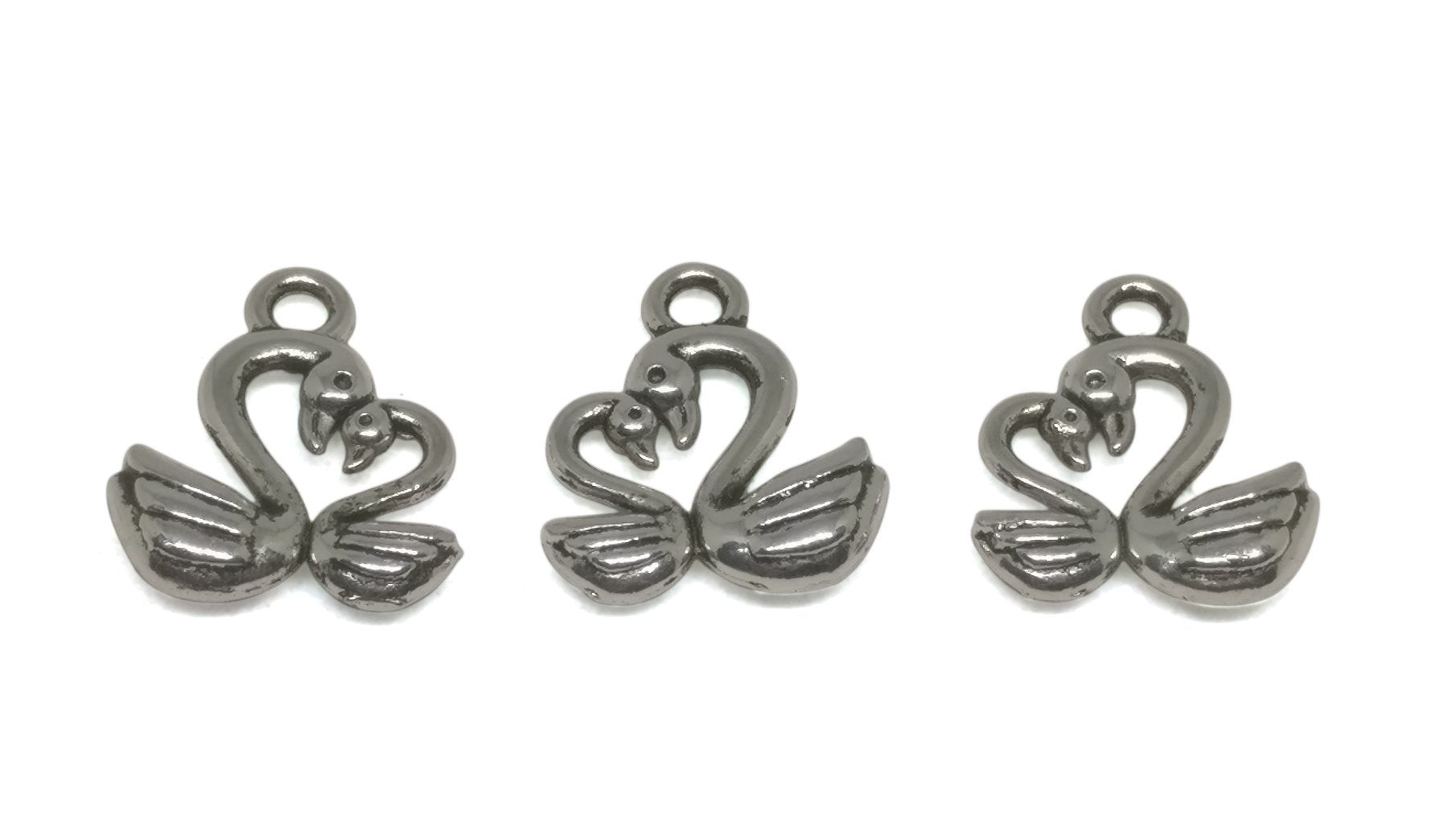 Jewelry Mini Pendant Alloy Craft Charms 15x13x3xmm Bird Swan Antique Silver Color (Pack of 10 pieces) [ac-charm-00001-m112]