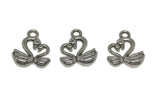 Jewelry Mini Pendant Alloy Craft Charms 15x13x3xmm Bird Swan Antique Silver Color (Pack of 10 pieces) [ac-charm-00001-m112]