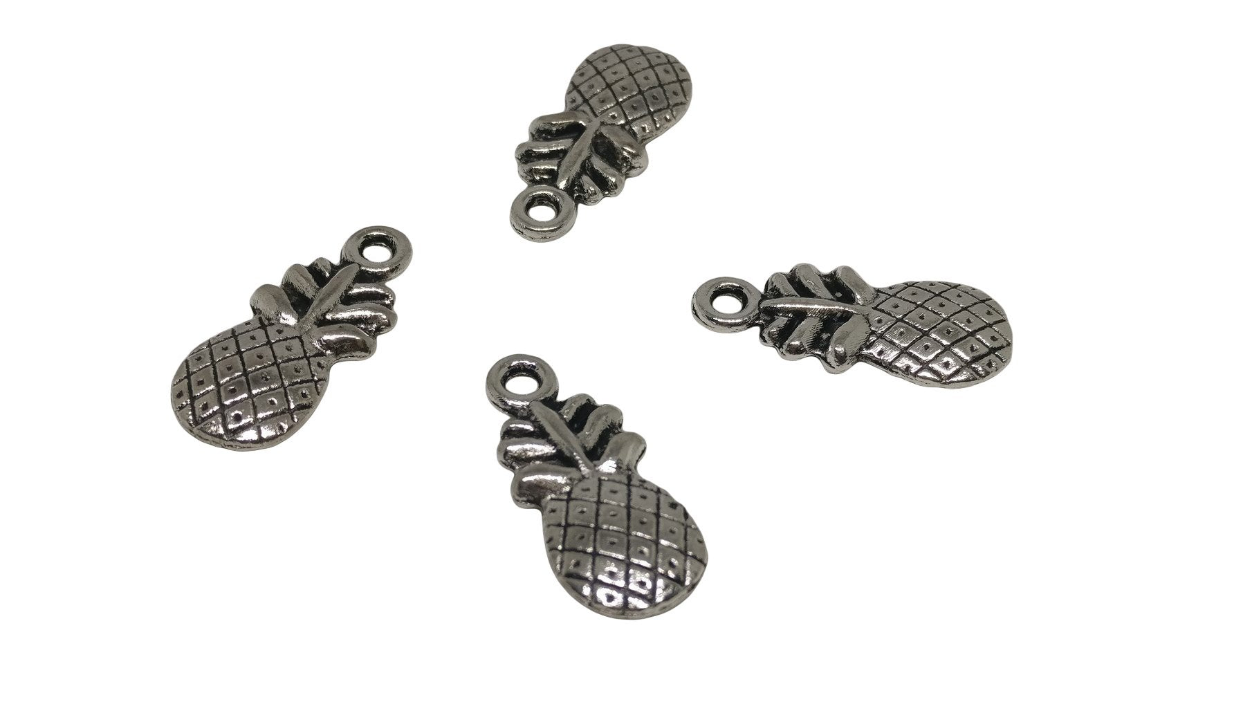 Jewelry Mini Pendant Alloy Charms 20x9x3xmm Pineapple Fruit Antique Silver Color (Pack of 10 pieces) [ac-charm-00001-m33]