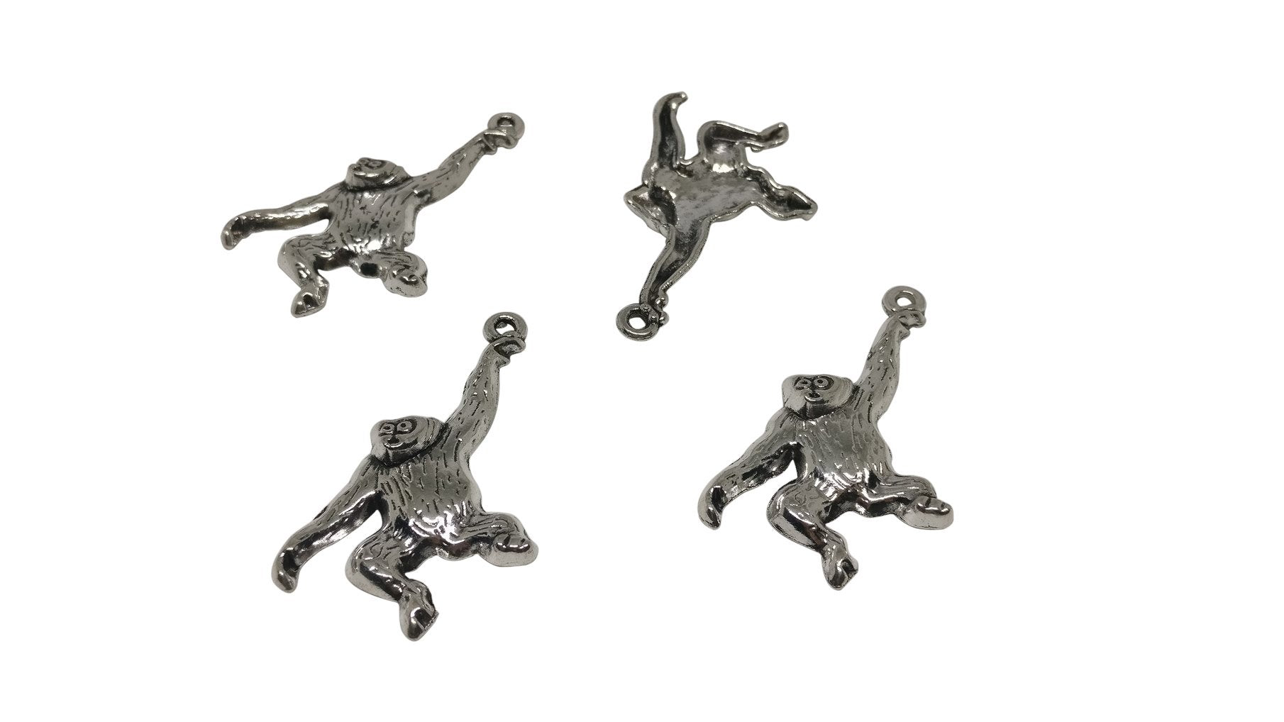 Jewelry Mini Pendant Alloy Charms 36x20x4xmm Animal Monkey Antique Silver Color (Pack of 10 pieces) [ac-charm-00001-m34]