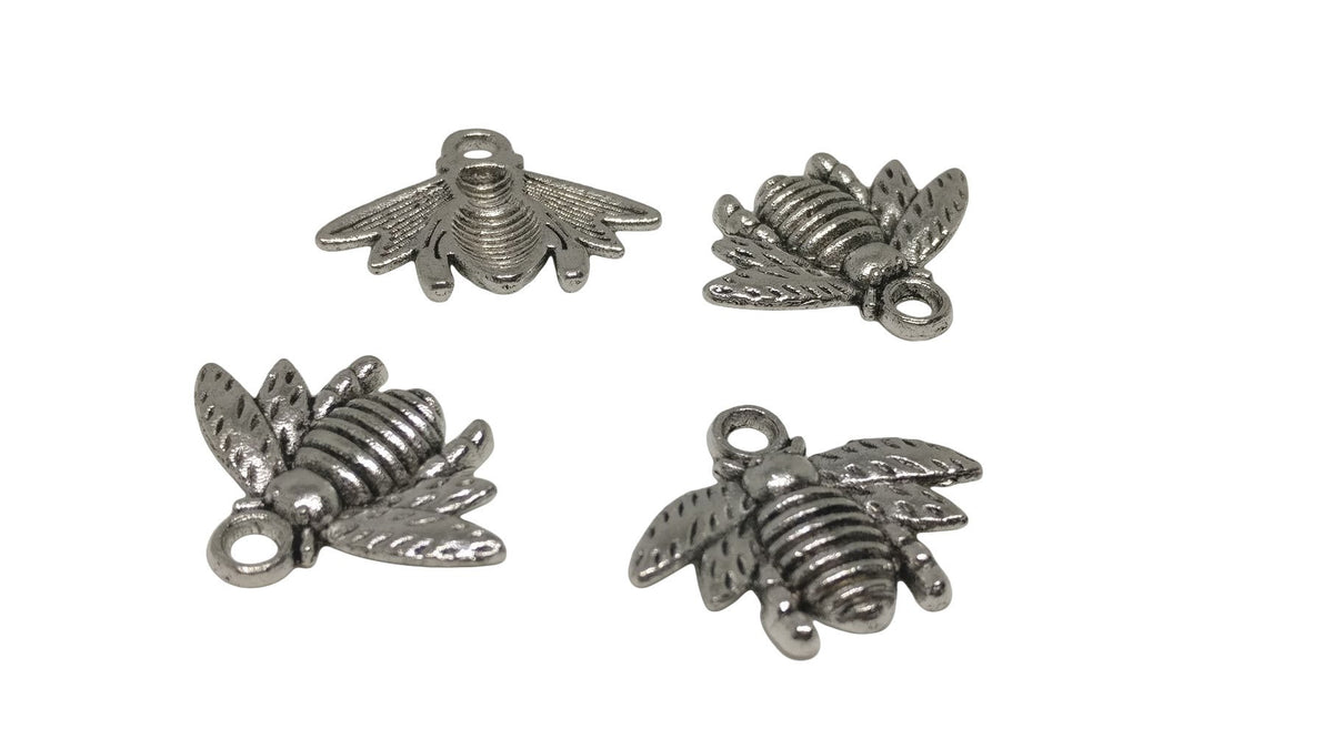 Jewelry Mini Pendant Alloy Charms 21x16x3xmm Bee Antique Silver Color (Pack of 10 pieces) [ac-charm-00001-m37]