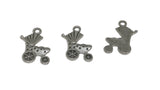 Jewelry Mini Pendant Alloy Craft Charms 19x12x2xmm Baby Stroller Antique Silver Color (Pack of 10 pieces) [ac-charm-00001-m51]