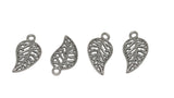 Jewelry Mini Pendant Alloy Craft Charms 19x10x1xmm Leaf Antique Silver Color (Pack of 10 pieces) [ac-charm-00001-m56]