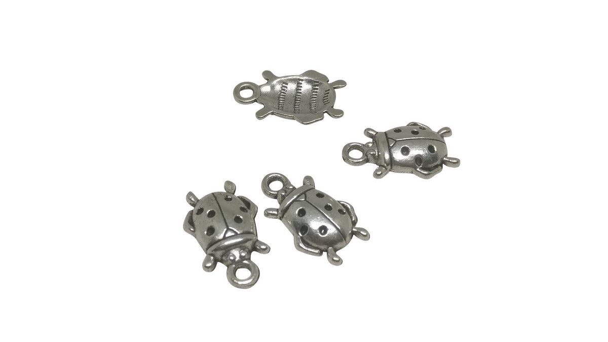 Jewelry Mini Pendant Alloy Craft Charms 17x11x4xmm Lady Bug Antique Silver Color (Pack of 10 pieces) [ac-charm-00001-m58]
