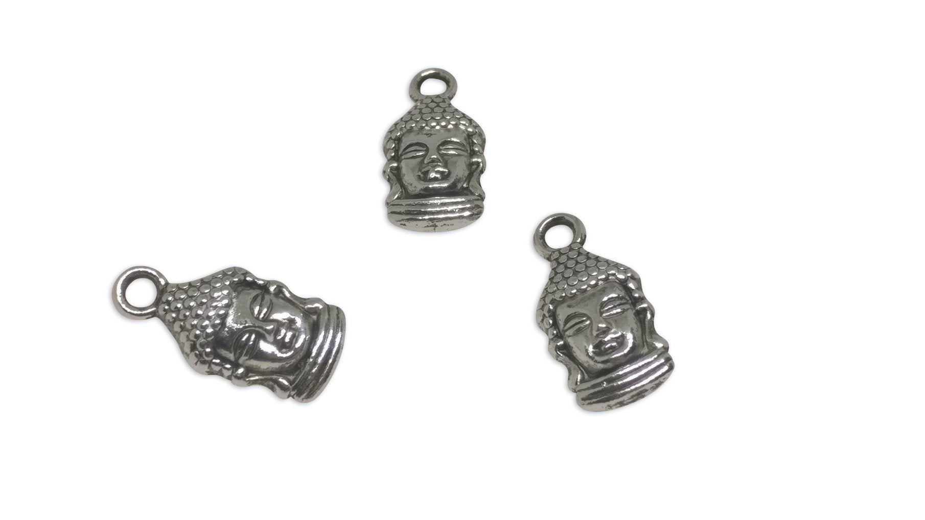 Jewelry Mini Pendant Alloy Craft Charms 16x8x5xmm Buddha Antique Silver Color (Pack of 10 pieces) [ac-charm-00001-m69]
