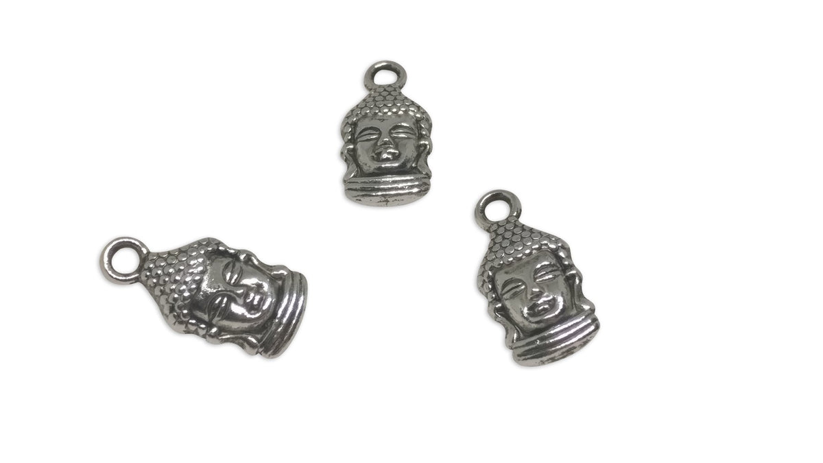 Jewelry Mini Pendant Alloy Craft Charms 16x8x5xmm Buddha Antique Silver Color (Pack of 10 pieces) [ac-charm-00001-m69]