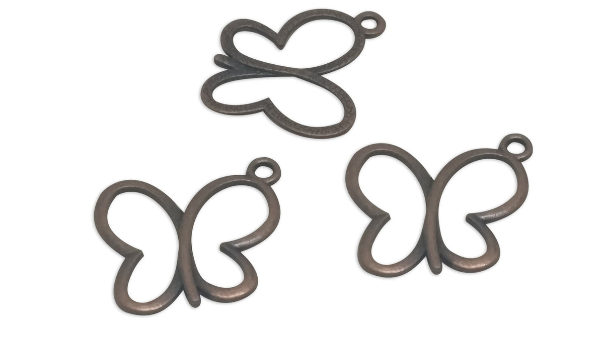 Jewelry Mini Pendant Alloy Craft Charms 19x17x2xmm Butterfly Antique Copper Color (Pack of 10 pieces) [ac-charm-00001-m77]