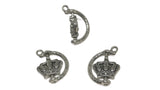 Jewelry Mini Pendant Alloy Craft Charms 25x18x5xmm Rotating Crown Antique Silver Color (Pack of 4 pieces) [ac-charm-00001-m83]
