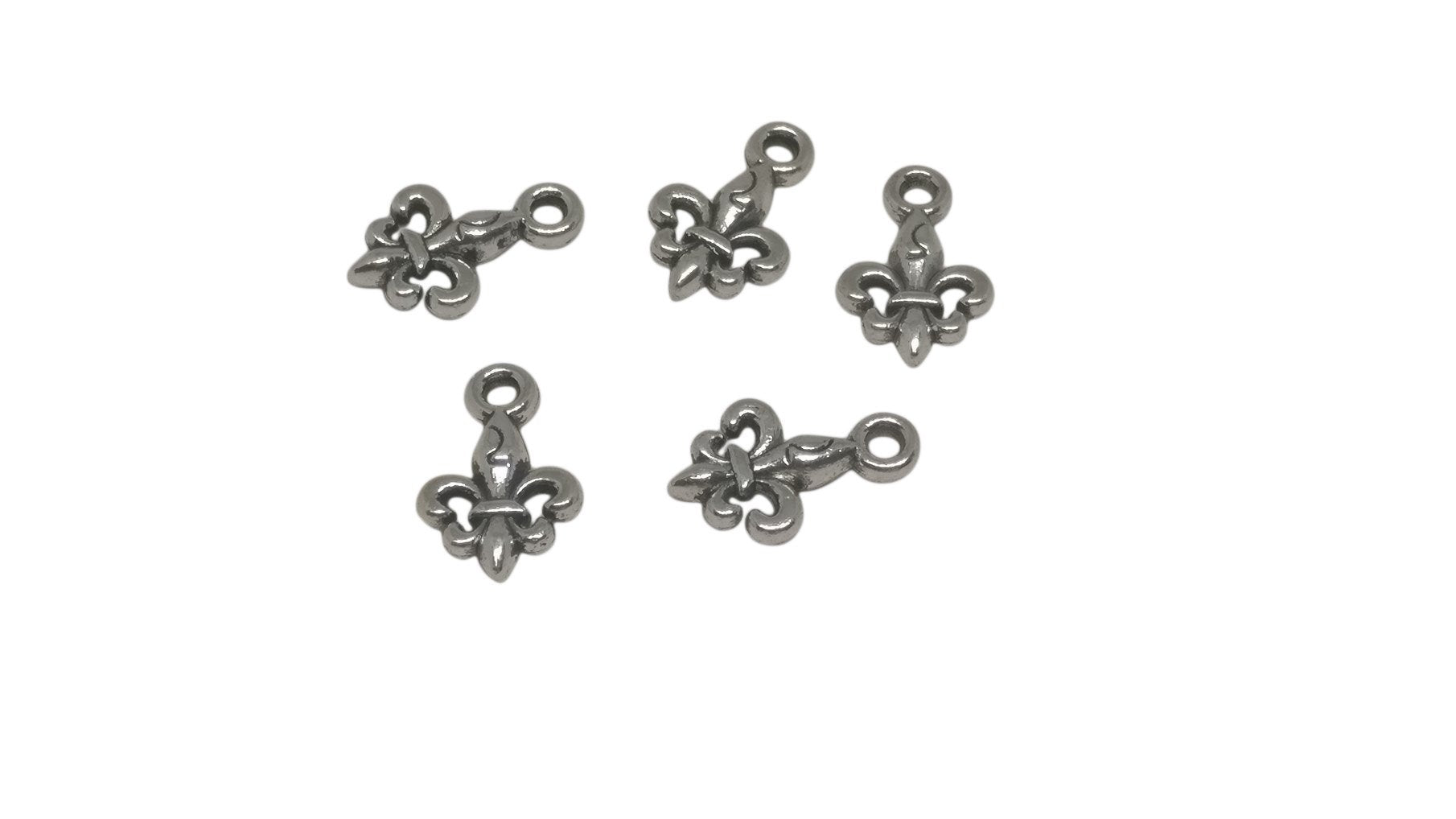 Jewelry Mini Pendant Alloy Craft Charms 15x10x3xmm Flower Antique Silver Color (Pack of 10 pieces) [ac-charm-00001-m93]