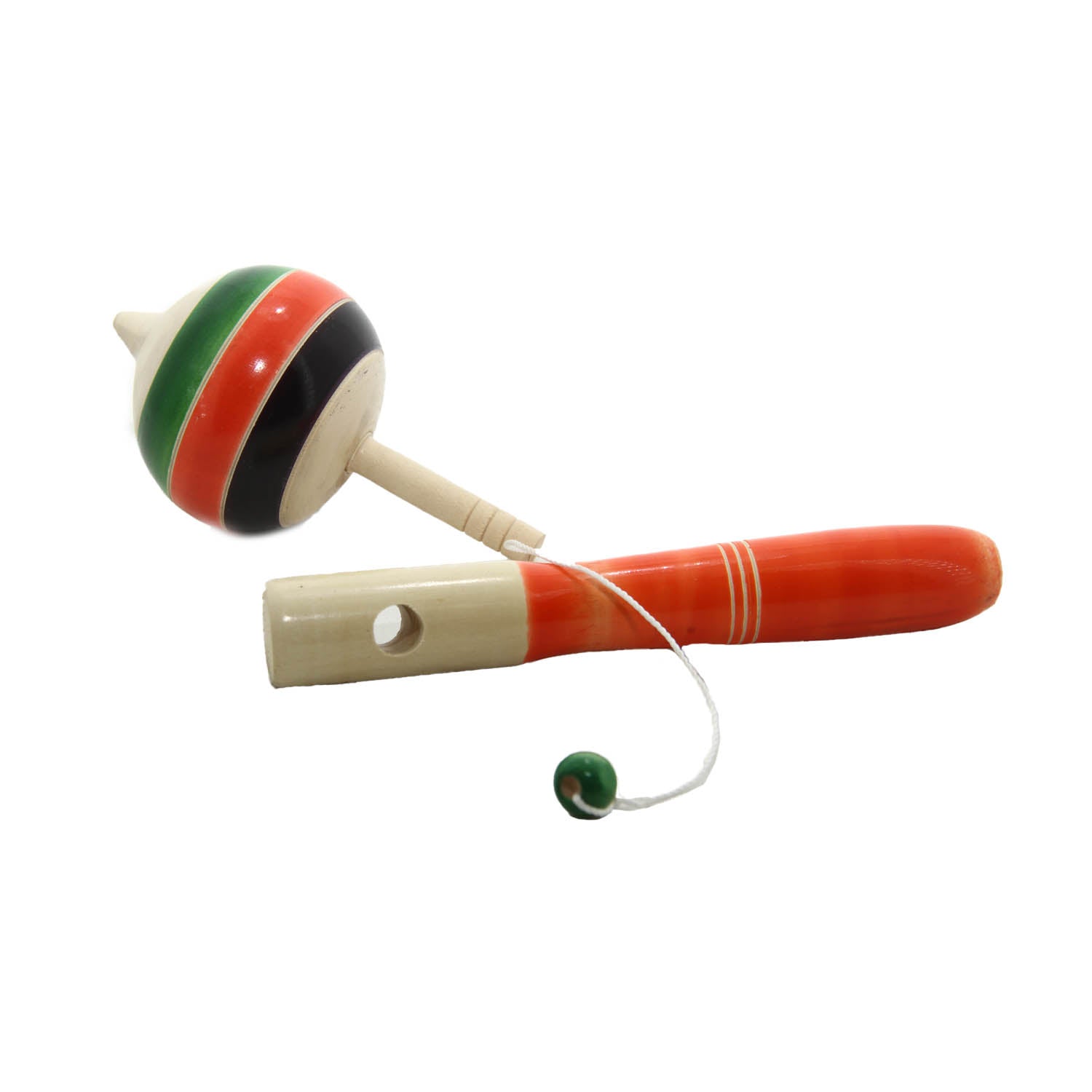 Kids Wooden Hand Spinning Tops Toys With Spindle & Thread String (1 Piece, Random Color) 4x2 Inch  [ac-gmetoy-00003-m7]