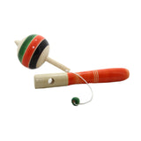 Kids Wooden Hand Spinning Tops Toys With Spindle & Thread String (1 Piece, Random Color) 4x2 Inch  [ac-gmetoy-00003-m7]