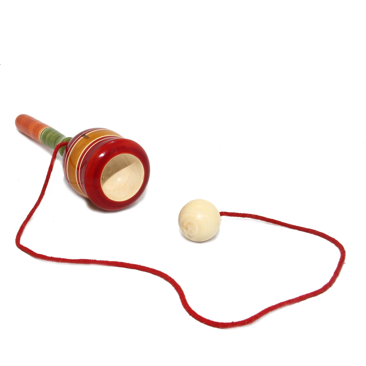 Wooden Ball Catcher Fun Toys (1 Piece, Random Color) 7x2 Inch For Kids Gifts [ac-gmetoy-00009-m2]