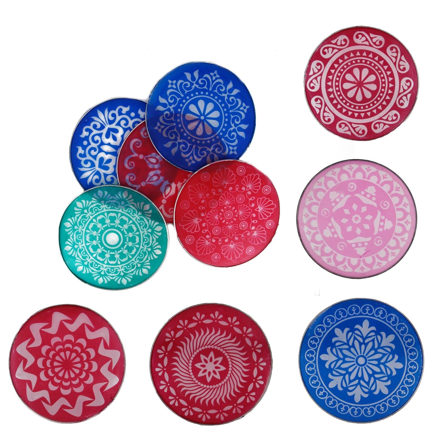 Rangoli Stencils (8 Inch, Pack of 4 Pieces) Random Assorted Designs For Sand Powder Indian Art Kolam Festival Decoration [ac-homektchn-00006-m2]