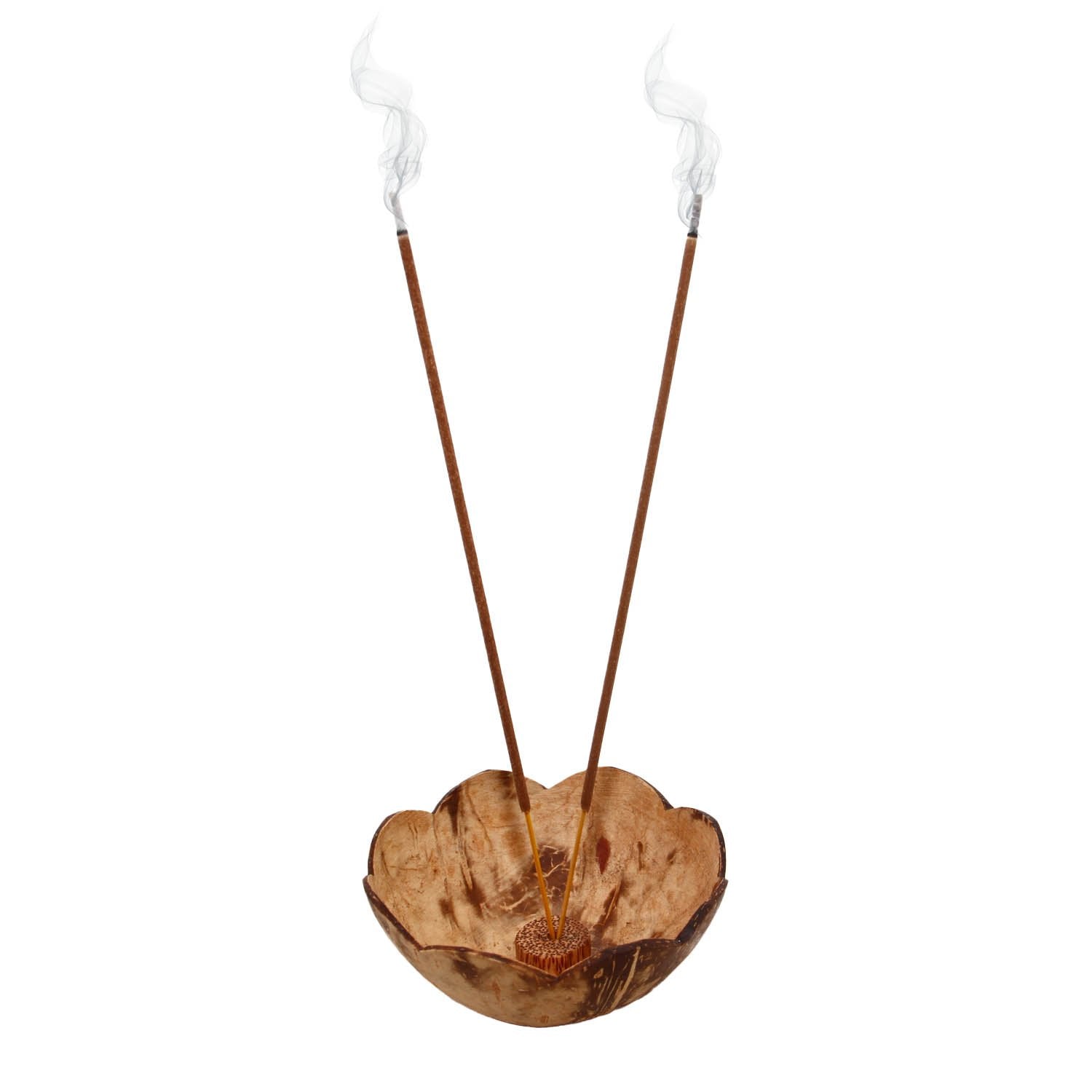 Coconut Shell Handmade Incense Stick Holder Bowl (Pack of 1) 4x2 Inch [ac-homektchn-00010-m1]