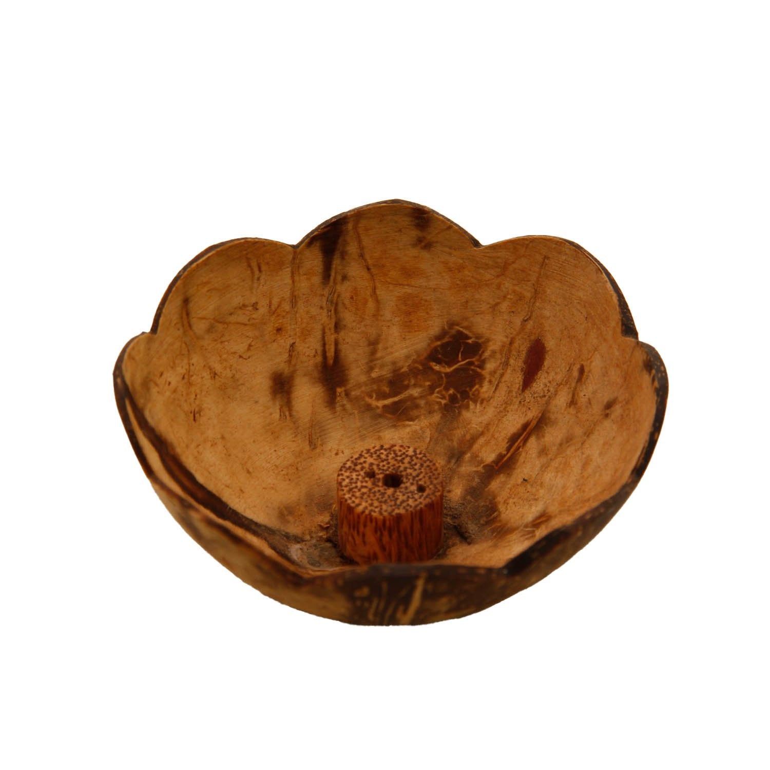 Coconut Shell Handmade Incense Stick Holder Bowl (Pack of 1) 4x2 Inch [ac-homektchn-00010-m1]