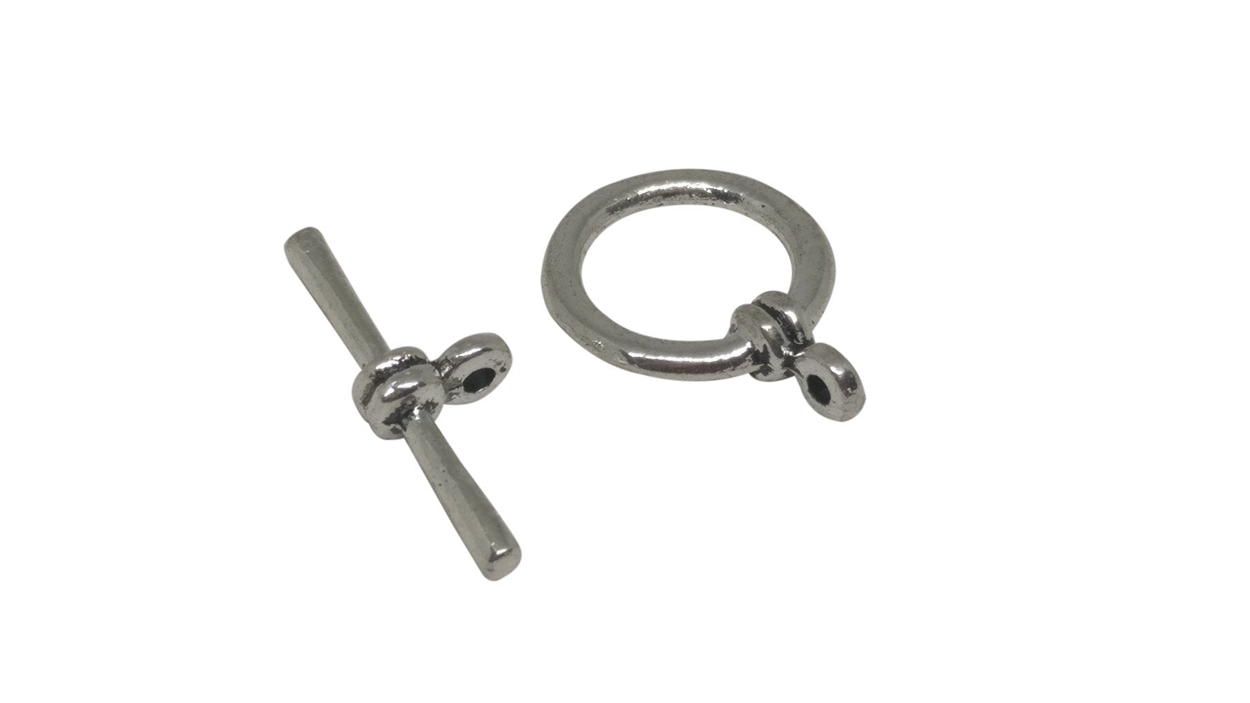 Metal Alloy Toggle Clasps For Jewellery Making (Pack of 5 Sets) 21x16x4xmm Stick Size: 24x9x4mm Round Antique Silver Color [ac-jwlsupp-00001-m7]