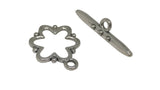 Metal Alloy Toggle Clasps For Jewellery Making (Pack of 5 Sets) 19x15x2xmm Stick Size: 24x6x4mm Flower Antique Silver Color [ac-jwlsupp-00001-m8]