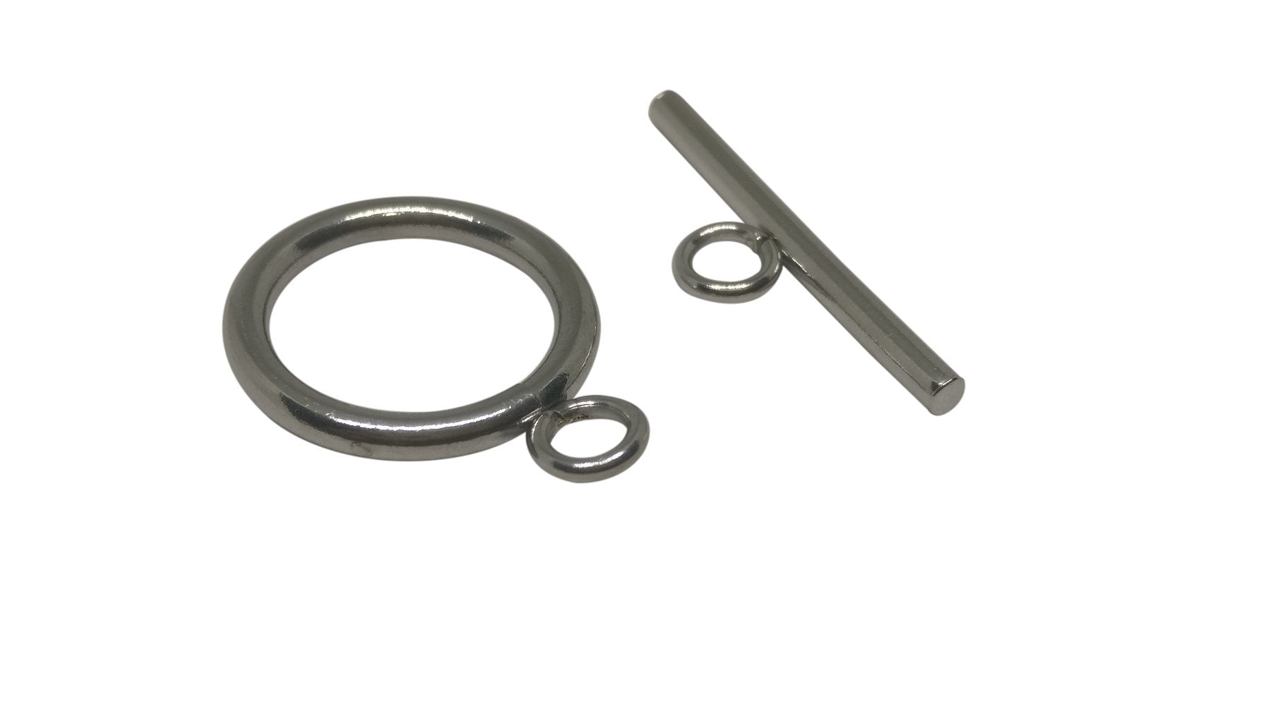 Tarnish Resistant Stainless Steel Toggle Clasps For Jewellery Making (Pack of 5 Sets) 20x15x2xmm Round Silver Color [ac-jwlsupp-00002-m1]