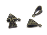 Metal Alloy Pendant Bails (Pack of 10 pieces) 15x10x7 mm Triangle Antique Bronze Color For Jewellery Making  [ac-jwlsupp-00009-m2]