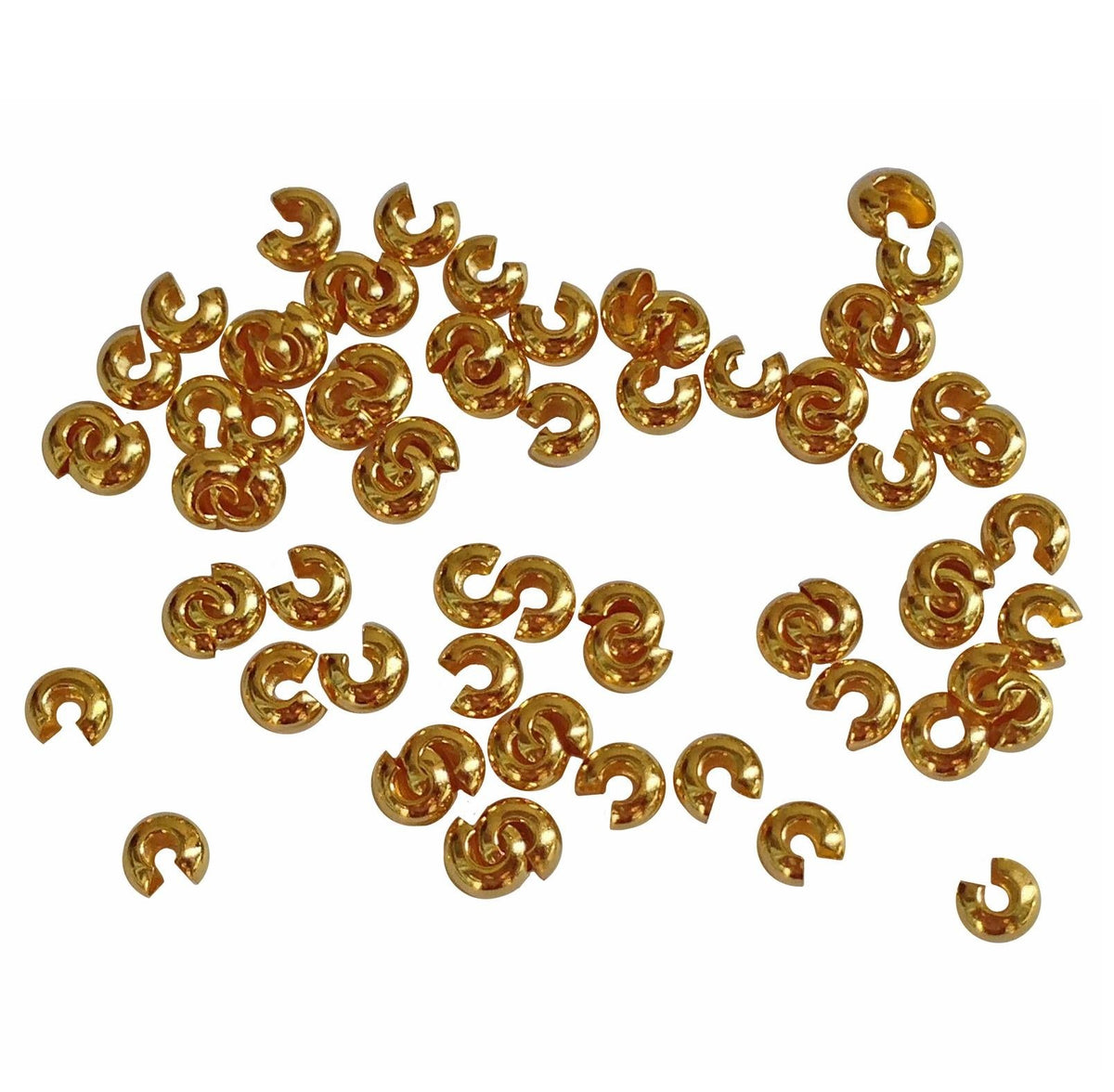 Metal Brass Crimp Bead Covers 4mm (Pack of 50 pieces) Gold Color For Jewellery Making [ac-jwlsupp-00011-m1]