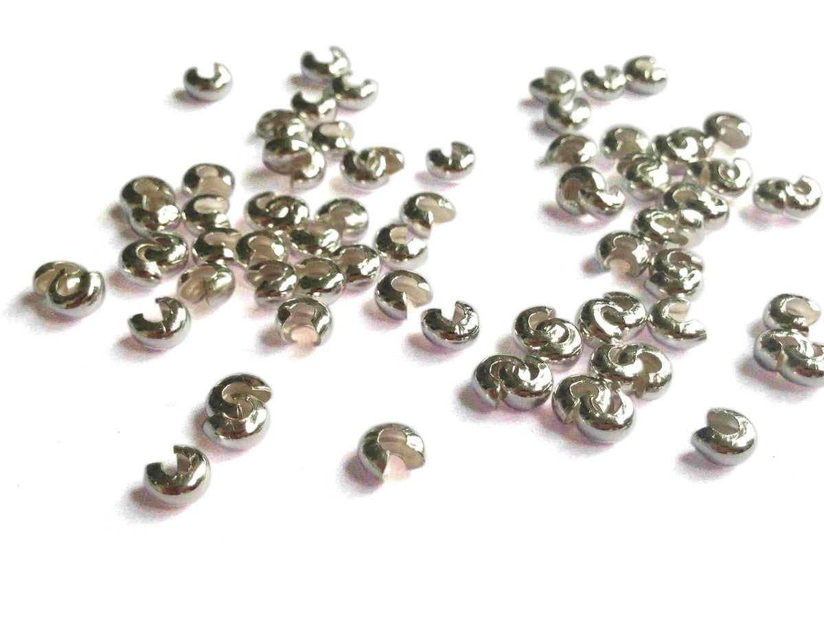 Metal Iron Crimp Bead Covers 4mm (Pack of 50 pieces) Silver Color For Jewellery Making [ac-jwlsupp-00011-m3]