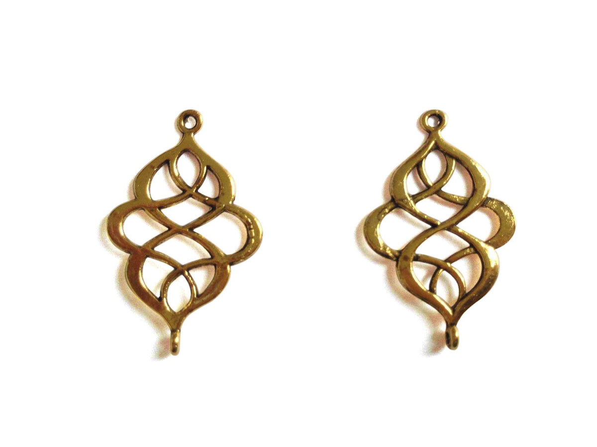 Metal Alloy Connectors (Pack of 10 pieces) for Jewellery Making Dangler Earrings & Pendant 27x17x2.5xmm Rhombus Antique Gold Color [ac-jwlsupp-00014-m11]