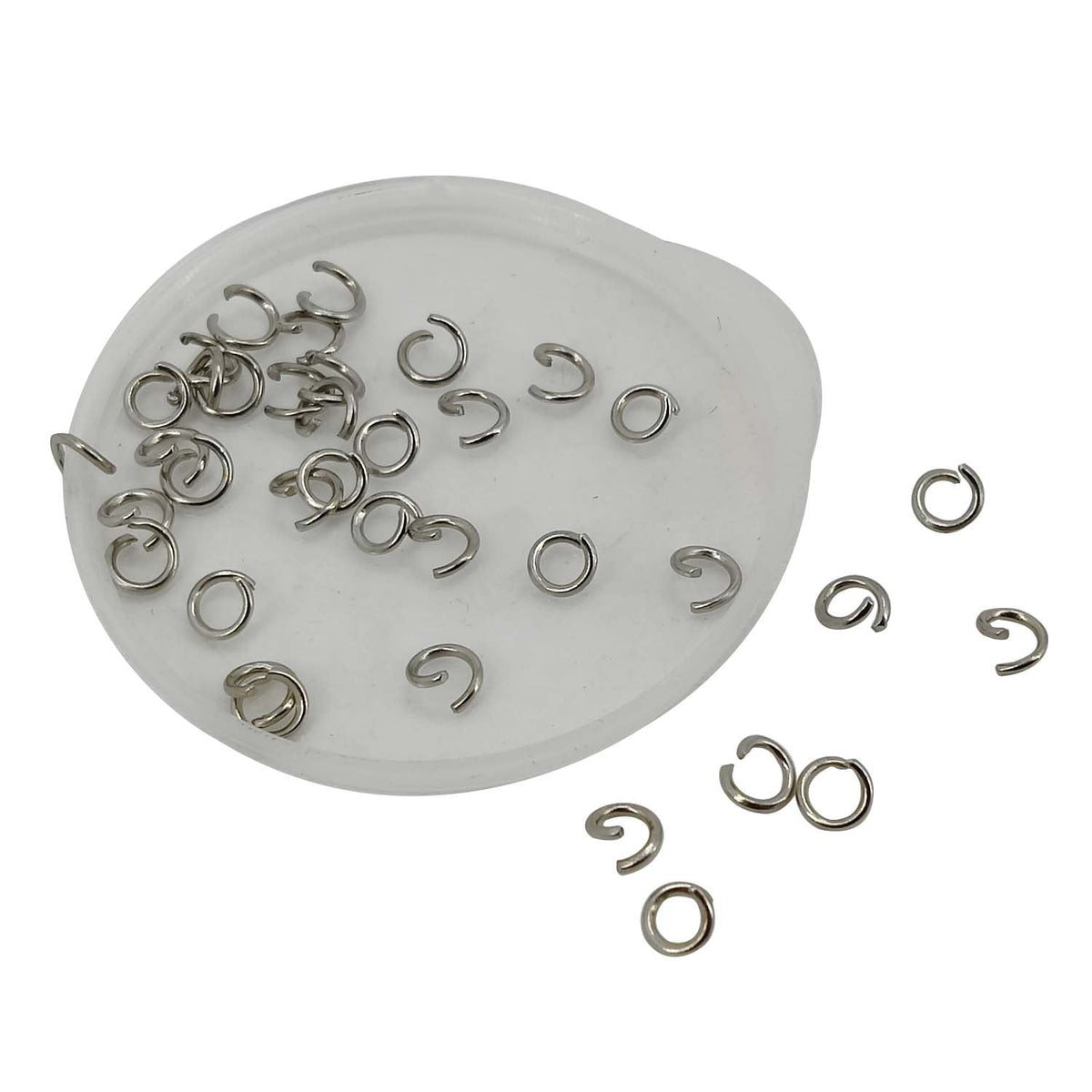 Metal Iron Jump Rings 4x0.7mm Round Bright Silver Color (625+ Pieces, 25 GMs Wt) For Jewellery Making Crafts