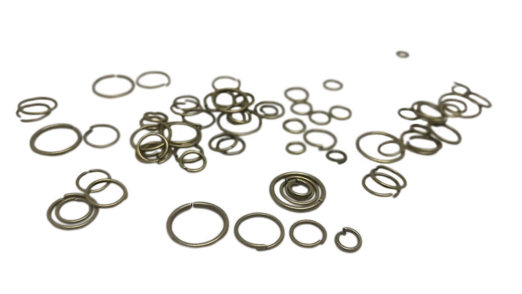 Metal Iron Jump Rings Mixed Sizes Round Antique Bronze Color (Pack of 25 grams, 275+ pieces) For Jewellery Making Crafts [ac-jwlsupp-00015-m3-mix1]