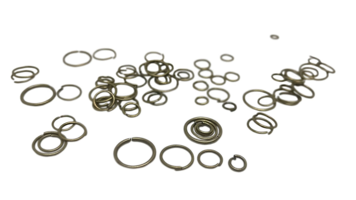 Metal Iron Jump Rings Mixed Sizes Round Antique Bronze Color (Pack of 25 grams, 275+ pieces) For Jewellery Making Crafts [ac-jwlsupp-00015-m3-mix1]