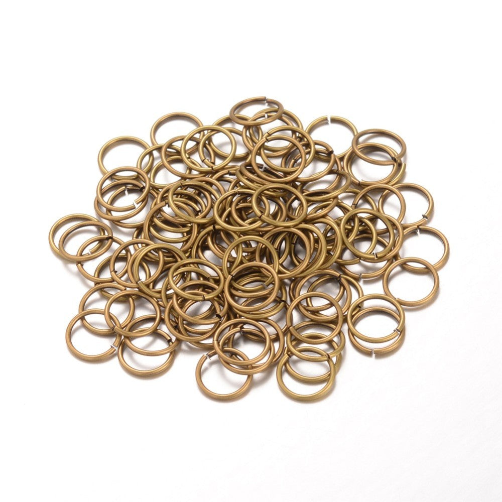 Metal Iron Jump Rings 10x1 MM (50 Pieces, 10 GMs) Round Antique Bronze Color For Jewellery Making Crafts [ac-jwlsupp-00015-m3-sub2]