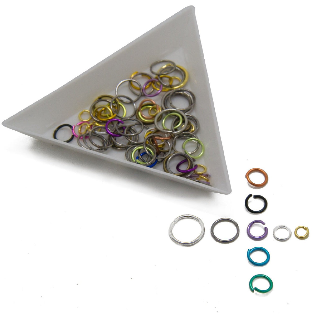 Metal Iron Aluminium Jump Rings (25 grams, 375 pieces) Mixed Colors Mixed Sizes  Round For Jewellery Making Crafts [ac-jwlsupp-00015-m5-mix2]