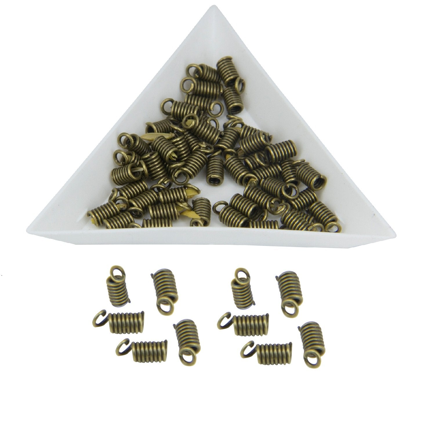 Iron End Coil Cord Guards 9x3.5mm Cylinder Antique Bronze Color (Pack of 10 grams, 35 pieces) For Jewellery Making [ac-jwlsupp-00020-m3]