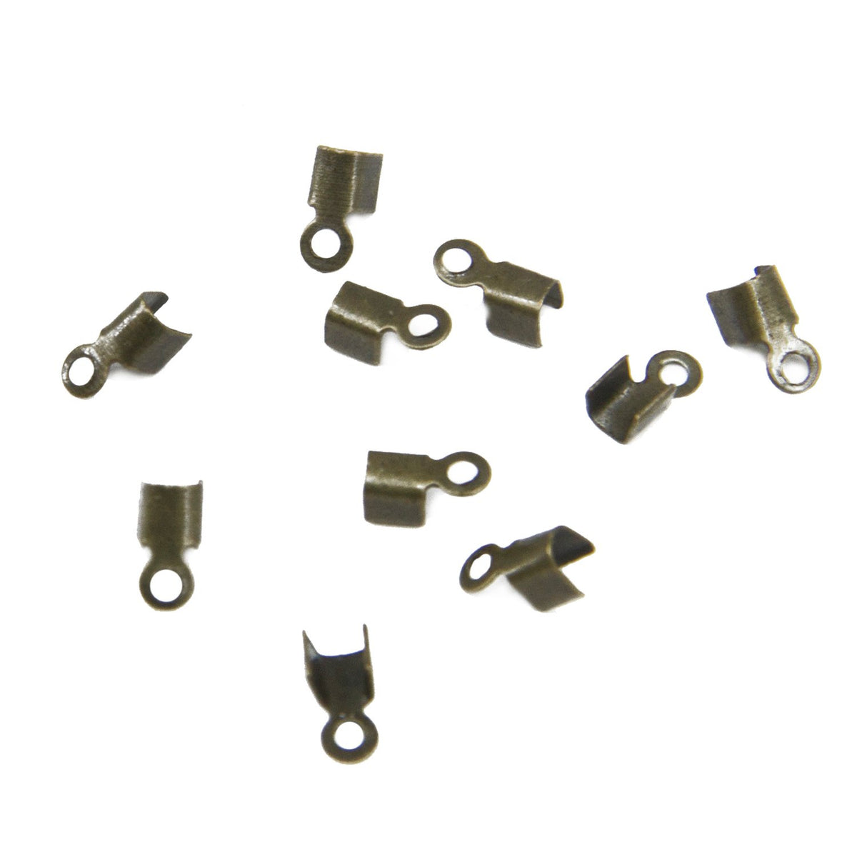 Iron Folding Cord End Guards 6x4 mm Rectangle Antique Bronze Color (Pack of 5 Grams, 150 pieces) For Jewellery Making [ac-jwlsupp-00022-m4]