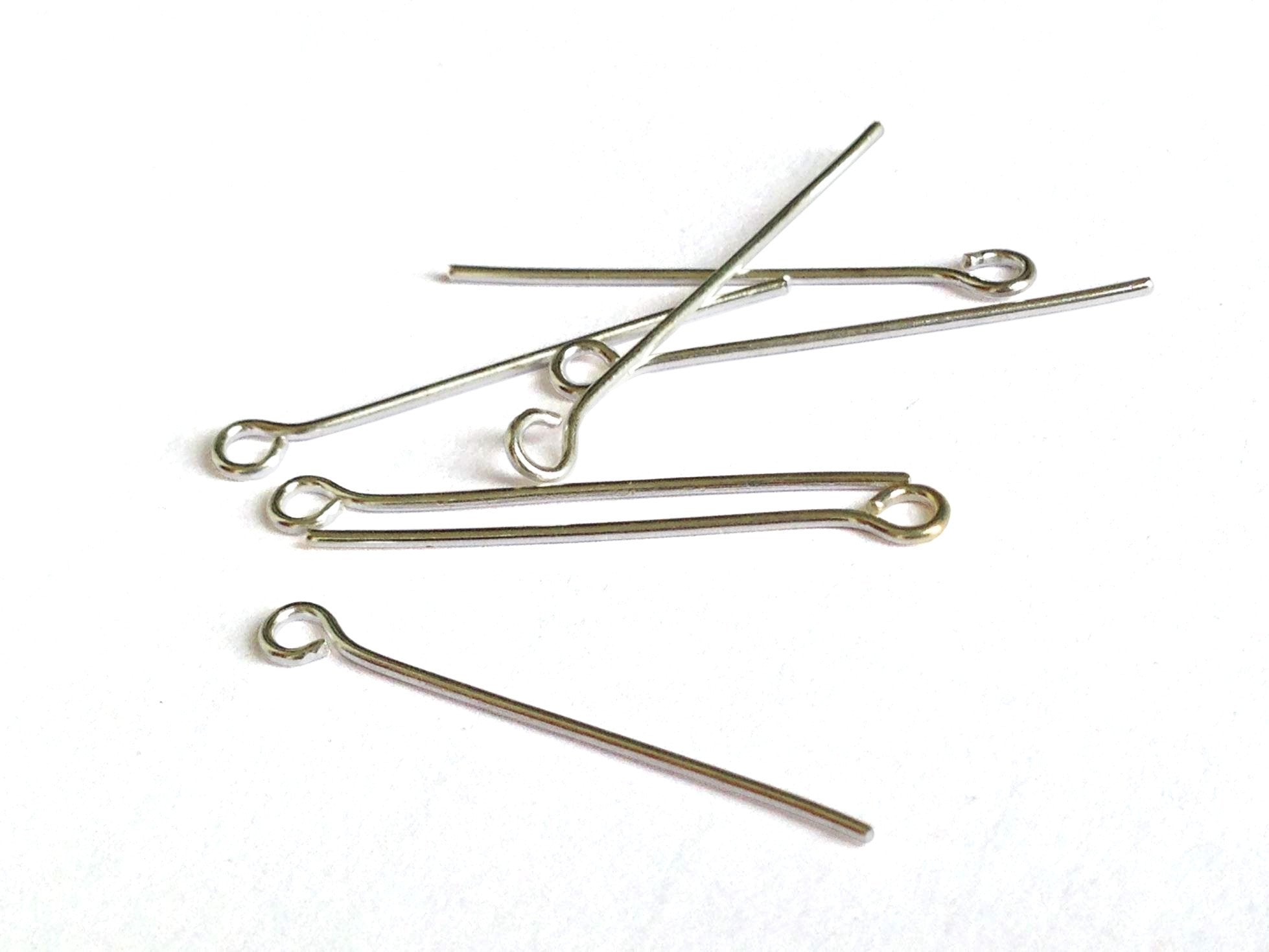 Iron Eye Pins 50x0.7mm Silver Color (10 Grams, 45 Pins) For Jewellery Making Crafts [ac-jwlsupp-00024-m1-sub1]