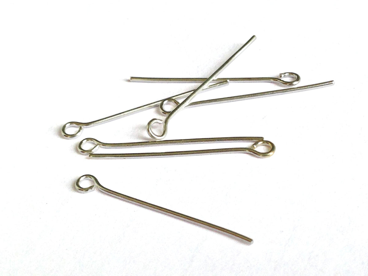 Iron Eye Pins 50x0.7mm Silver Color (10 Grams, 45 Pins) For Jewellery Making Crafts [ac-jwlsupp-00024-m1-sub1]