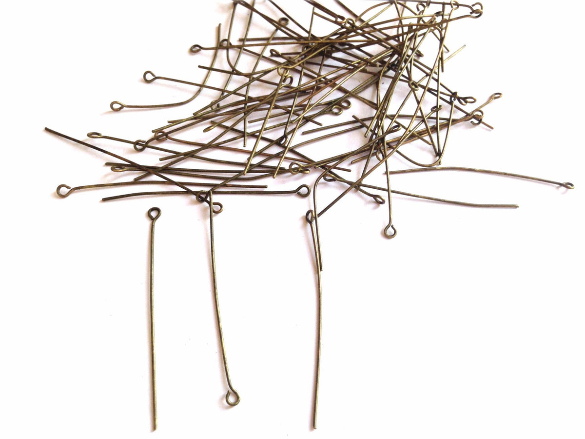 Iron Eye Pins 50x0.7mm Antique Bronze Color (10 Grams, 55 Pieces) For Jewellery Making Crafts [ac-jwlsupp-00024-m3-sub1]