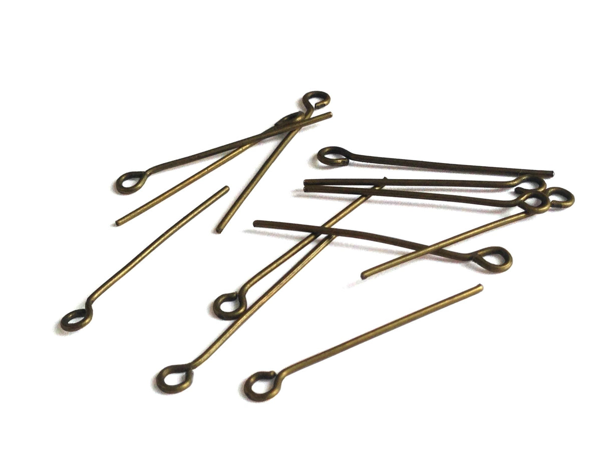 Iron Eye Pins 24x0.7mm Antique Bronze Color (10 Grams, 100 Pieces) For Jewellery Making Crafts [ac-jwlsupp-00024-m3-sub2]