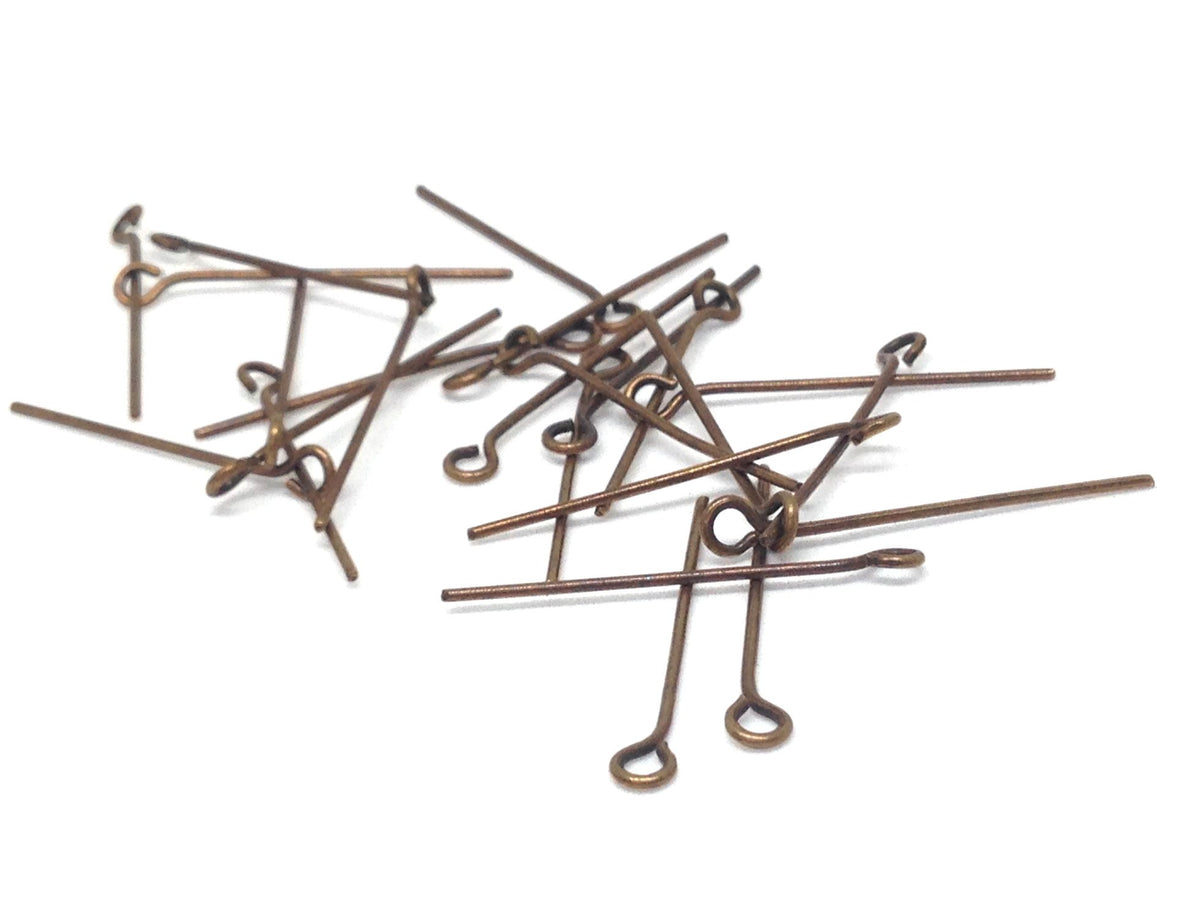 Iron Eye Pins 24x0.7mm Antique Copper Color (10 Grams, 100 Pieces) For Jewellery Making Crafts [ac-jwlsupp-00024-m4-sub2]