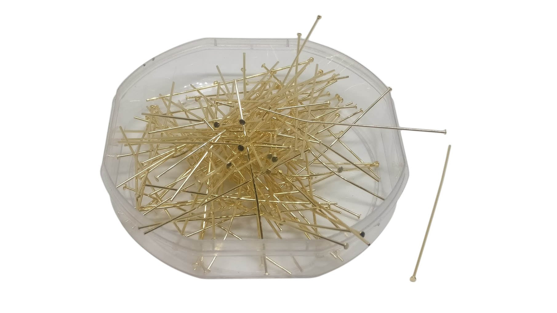 Tarnish Resistant Stainless Steel Head Pins 50x0.7mm Gold Color (5 grams, 28 Pins Approx) [ac-jwlsupp-00027-m2-sub1]