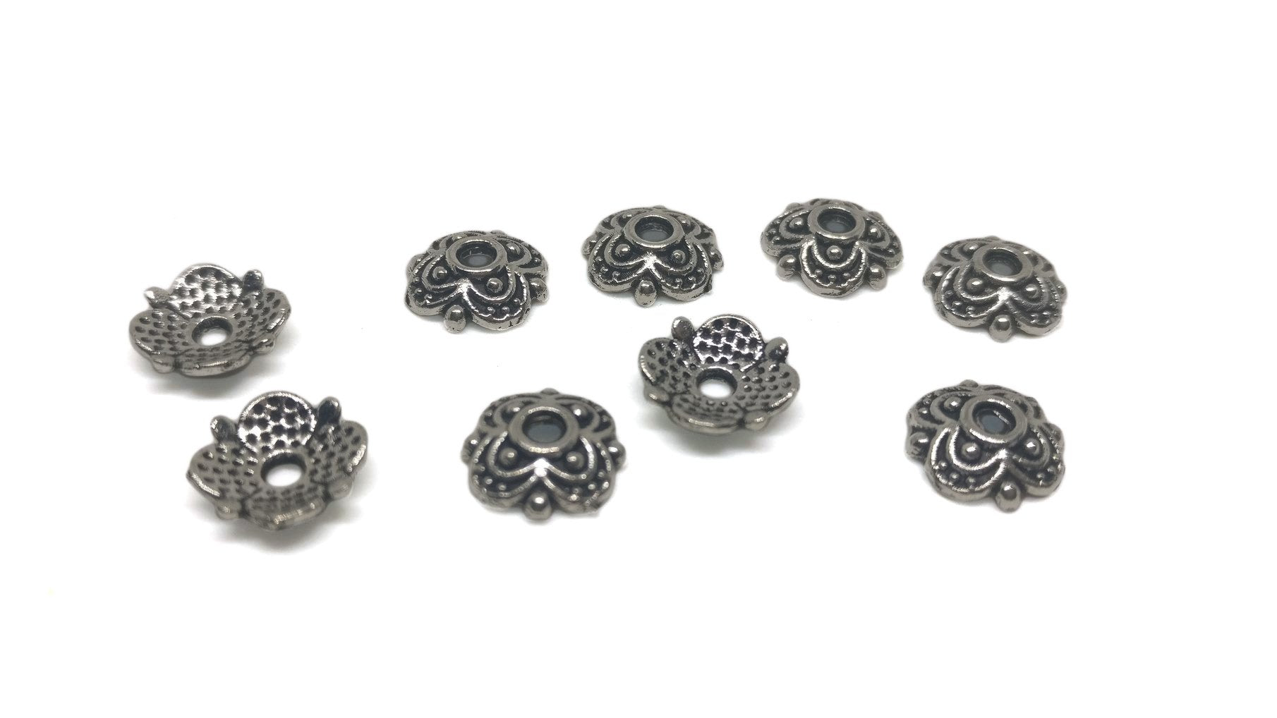 Metal Alloy Bead Caps 8x2mm (10 Grams, 45 Pieces) Square Antique Silver Color For Jewellery Making [ac-jwlsupp-00028-m11]