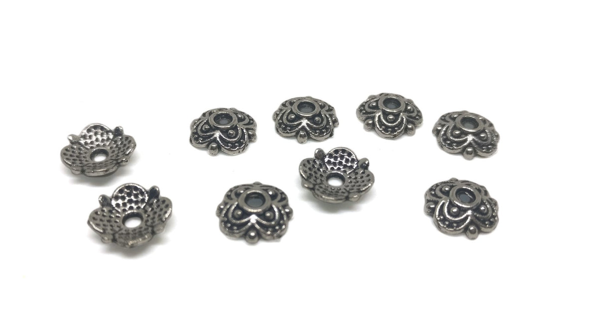 Metal Alloy Bead Caps 8x2mm (10 Grams, 45 Pieces) Square Antique Silver Color For Jewellery Making [ac-jwlsupp-00028-m11]