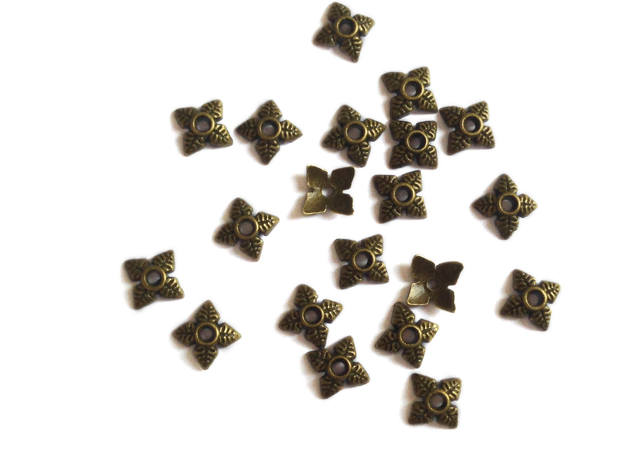 Metal Alloy Bead Caps 5.5mm (5 Grams, 45 Pieces) Flower Antique Bronze Color For Jewellery Making [ac-jwlsupp-00028-m6]