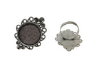 Metal Alloy Ring Base 37x28mm (Holds 20mm Round Embellishments) Oval Antique Silver Color (1 Piece) For Jewellery Making [ac-jwlsupp-00029-m11]