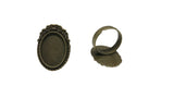 Metal Alloy Ring Base 26x18mm (Holds 18x13mm Oval Embellishments) Oval Antique Bronze Color (1 Piece) For Jewellery Making [ac-jwlsupp-00029-m2]