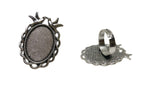 Metal Alloy Ring Base 38x25mm (Holds 25x18mm Oval Embellishments) Oval Antique Silver Color (1 Piece) For Jewellery Making [ac-jwlsupp-00029-m7]