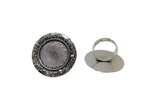 Metal Alloy Ring Base 31mm (Holds 20mm Round Embellishments) Round Antique Silver Color (1 Piece) For Jewellery Making [ac-jwlsupp-00029-m9]
