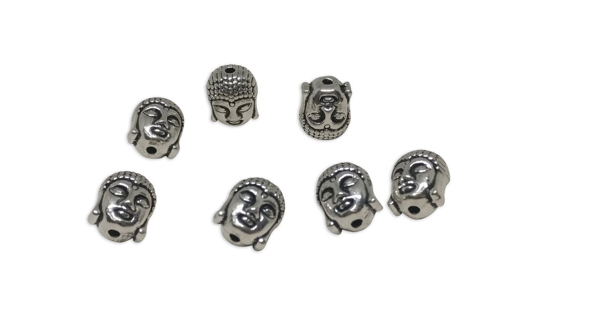 Metal Alloy Bead Spacers 11x9x8xmm Buddha Antique Silver Color (10 Pieces) For Jewellery Making [ac-jwlsupp-00031-m13]